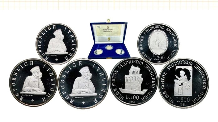 Italien. Proof Set 1988 Universita di Bologna (3 monedas) Proof  (Ingen mindstepris)