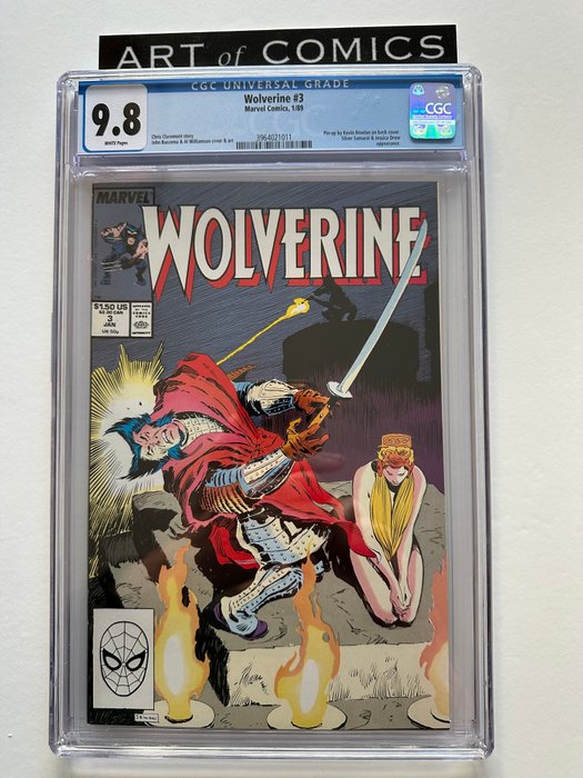 Wolverine #3 - Silver Samurai, Jessica Drew Appearance - CGC Graded 9.8!! - Extremely High Grade!! - White Pages!! - 1 Graded comic - Første udgave - 1989