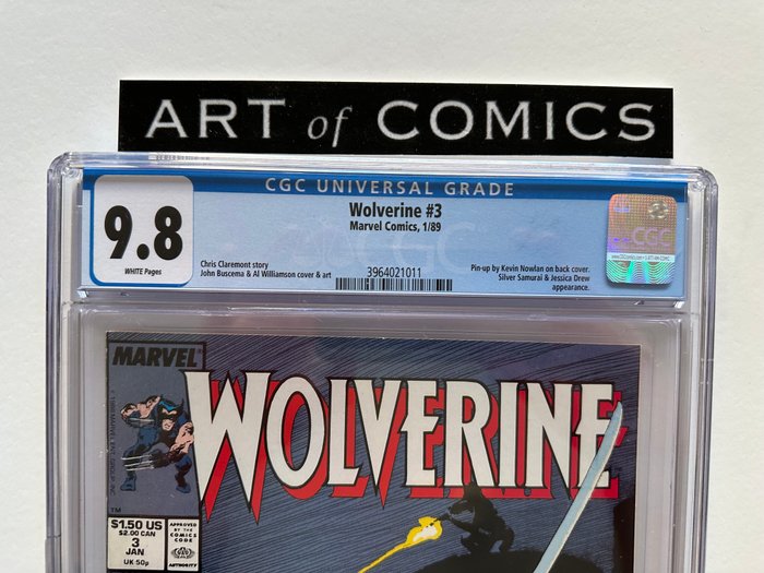 Wolverine #3 - Silver Samurai, Jessica Drew Appearance - CGC Graded 9.8!! - Extremely High Grade!! - White Pages!! - 1 Graded comic - Første udgave - 1989