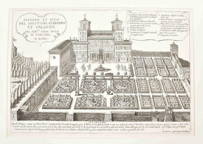 [Rome] Matthäus Greuter - Disegno et sito del sontuoso giardino et palazzo del Ser. Gran Duca di Toscana in Roma