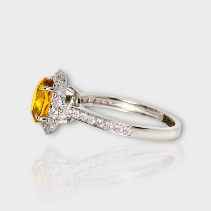 Ingen mindstepris - Ring - 14 karat Hvidguld -  232ct tw Sphene - Diamant - IGI 180 ct intens farve