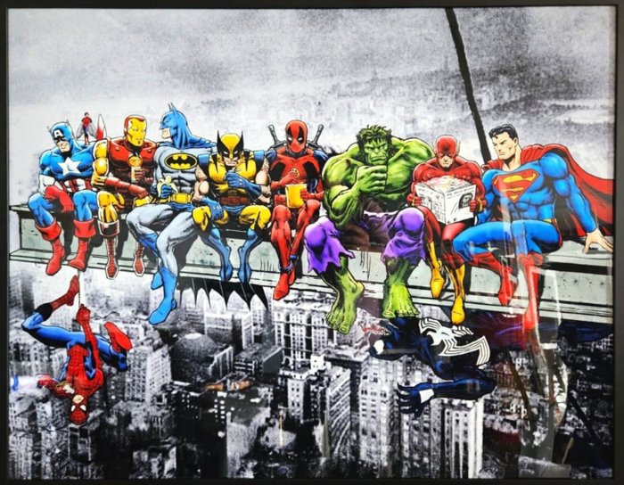 Patryk Konrad  Schevsky - Superheroes Lunch atop a Skyscraper - limited edition