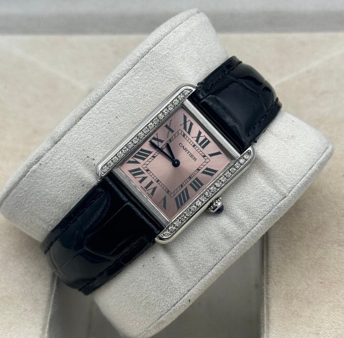 Cartier - Tank Solo Pink Dial Diamonds - 3170 - Kvinder - 2010-2020