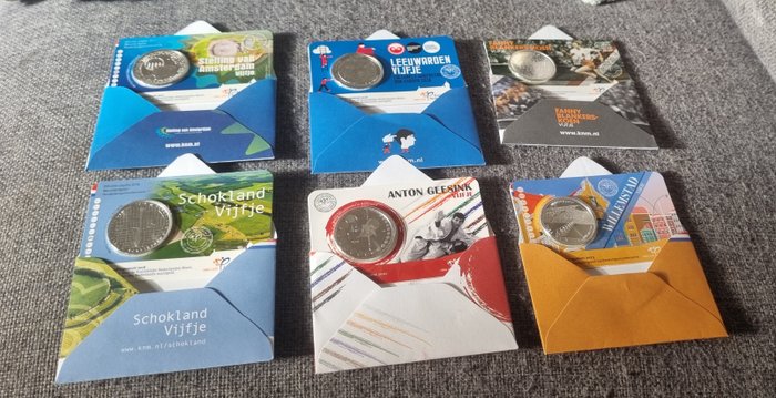 Holland. Coin Cabinet 2017/2023 "Eerste dag uitgifte" (6 coincards)  (Ingen mindstepris)