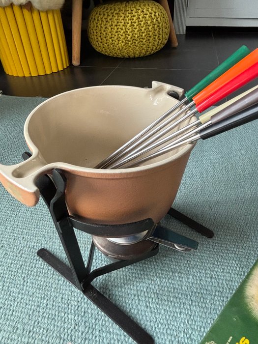 Le Creuset - Enzo Mari - Brænder - Emalje - Le Creuset Fondue Sæt