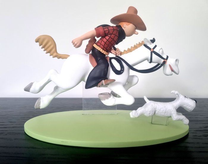 Moulinsart - Tintin - 1 - Figurine Moulinsart 42178 - Tintin à cheval Amérique - Hors-série colorisée