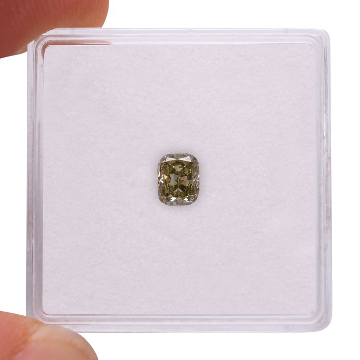 1 pcs Diamant  (Naturfarvet)  - 0.44 ct - Fancy Grålig Gul - SI2 - Gemological Institute of America (GIA) - Kamæleon