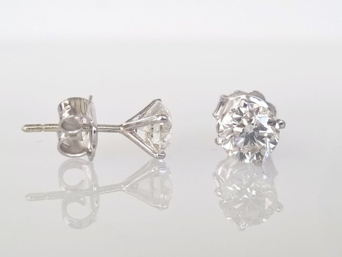 Ørestikkere - 14 karat Hvidguld -  2.01ct. tw. Diamant (Natur)