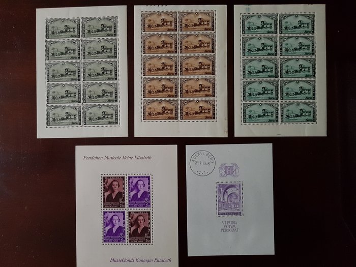 Belgien  - 407/409 ark af 10 og blok 7 og 9, alle mint