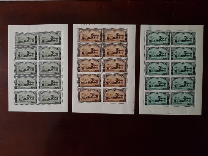 Belgien  - 407/409 ark af 10 og blok 7 og 9, alle mint