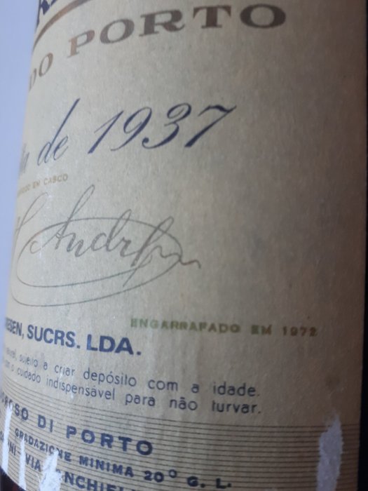 1937 Porto Andresen - Colheita Port - Flasket 1972 -  Douro  - 1 Flaske (0,75L)