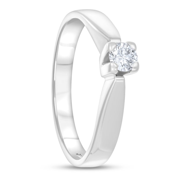 Ring - 18 kraat Hvidguld -  0.18ct. tw. Diamant (Natur)