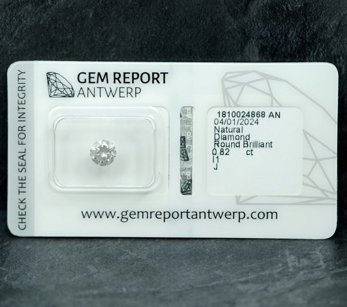 1 pcs Diamant  (Natur)  - 0.82 ct - J - I1 - Gem Report Antwerp (GRA)