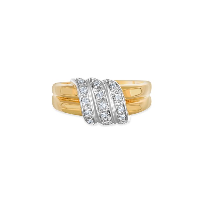 Ring - 18 kraat Gulguld, Hvidguld -  0.15ct. tw. Diamant (Natur)