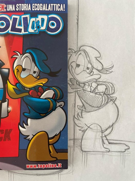 Alessio Coppola - 1 Original preliminary drawing - Topolino - n. 2817 Double Duck - 2009