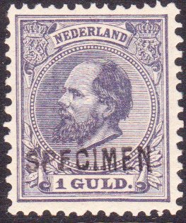 Holland 1872 - 1 Gulden Koning Willem III MNH med påtryk SPECIMEN - NVPH 28