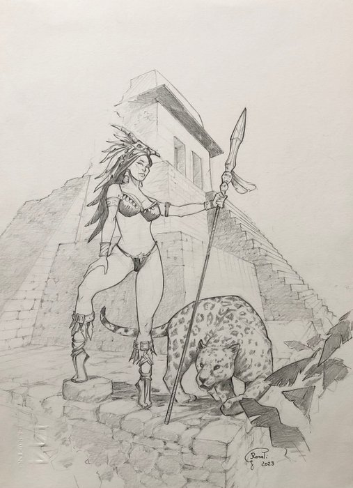 Rosati, Giacomo - 1 Original drawing - Guerriera Maya