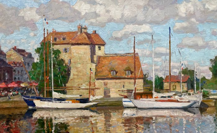 Sergei Nebessikhine (1964-) - Honfleur - Reflets du Soleil sur les Vagues