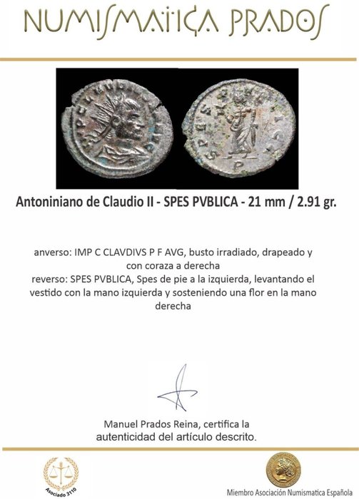 Romarriket Claudius Gothicus (AD 268-270) Antoninianus SPES PVBLICA  (Ingen mindstepris)