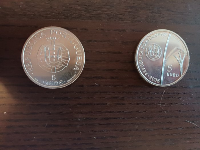 Portugal. 5 Euro 2004/2007 (5 coins)  (Ingen mindstepris)