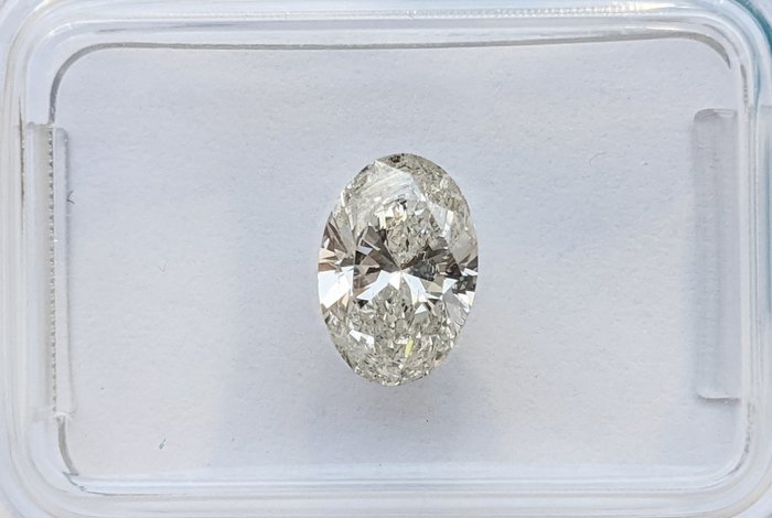 1 pcs Diamant  (Natur)  - 1.01 ct - Oval - J - SI2 - International Gemological Institute (IGI)