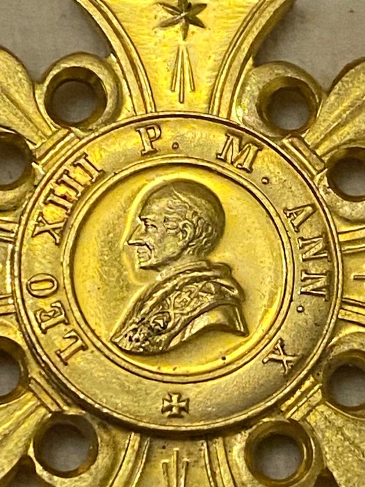 Vatikanstaten - Militærmedalje - Ordre 1888 Vatikanets bronzeforgyldte Leo XIII (1878-1903)