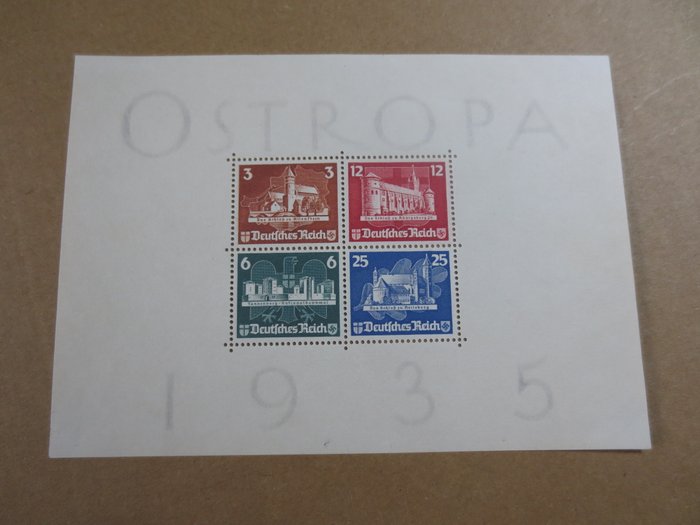 Tyske Kejserrige 1935 - Ostropa udstillingsblok 3 - ren ubrugt ATTEST Stastny - Michel 576-579 Block 3