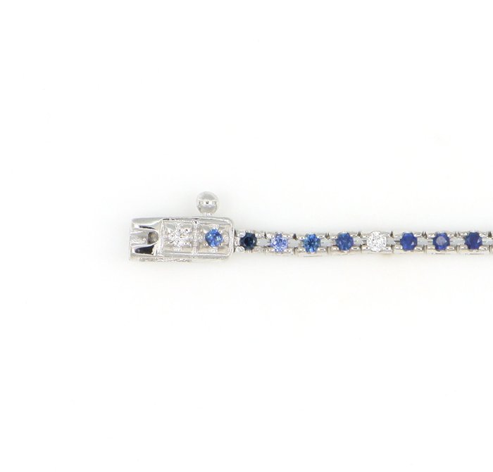 Ingen mindstepris - Armbånd - 18 kraat Hvidguld -  1.44ct. tw. Safir - Diamant