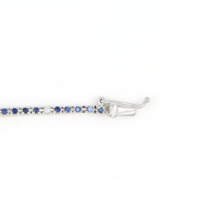 Ingen mindstepris - Armbånd - 18 kraat Hvidguld -  1.44ct. tw. Safir - Diamant