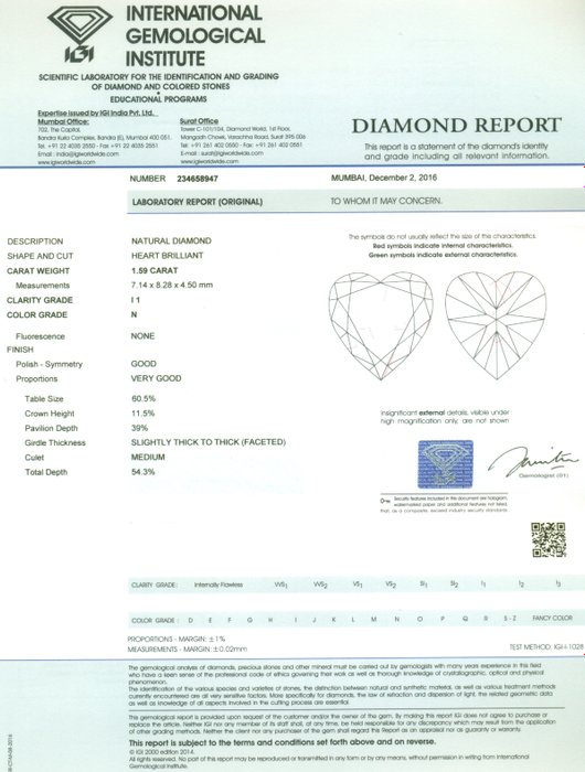 Vielsesring - 14 karat Hvidguld -  1.59ct. tw. Diamant (Natur) - Solitaire diamantring