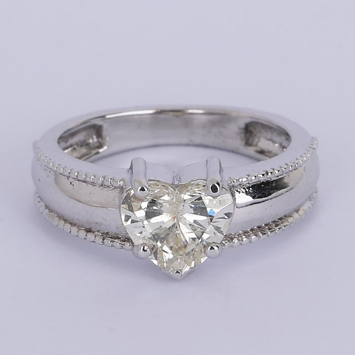 Vielsesring - 14 karat Hvidguld -  1.59ct. tw. Diamant (Natur) - Solitaire diamantring