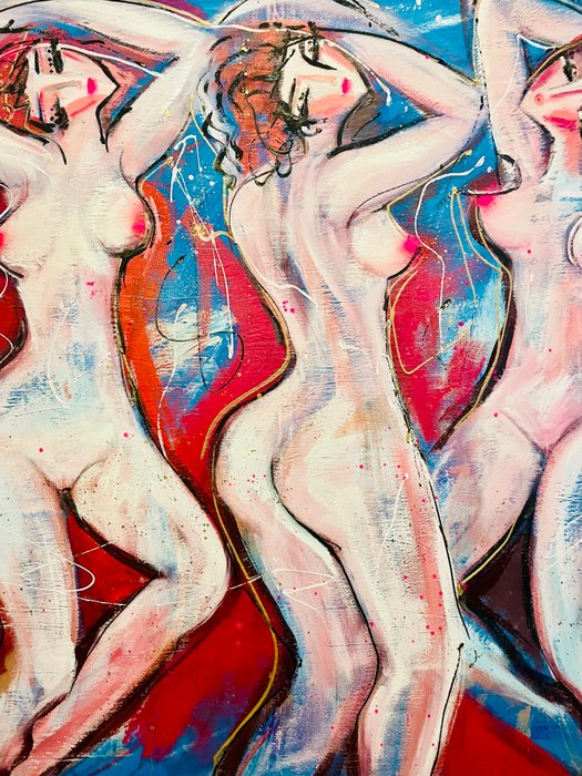 Hrasarkos (1975) - Les Trois Grâces - Huile Acrylique sur grand toile