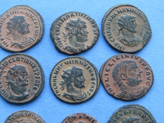 Romarriket. Lot of 9 Æ coins 3rd-4th centuries AD  (Ingen mindstepris)