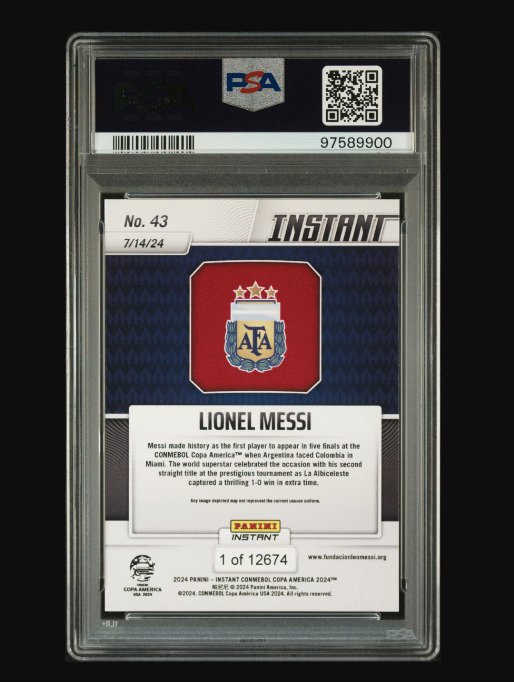 2024 Panini Instant Copa America - Lionel Messi #43 - Only Printed 12.674 PSA 10 - 1 Graded card