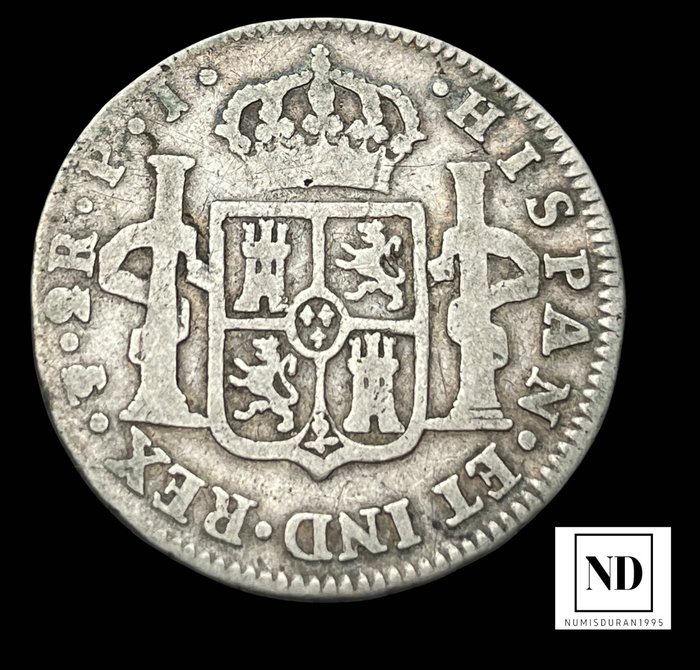 Spanien. Carlos IV. 2 Reales 1807 - Potosí PJ  (Ingen mindstepris)