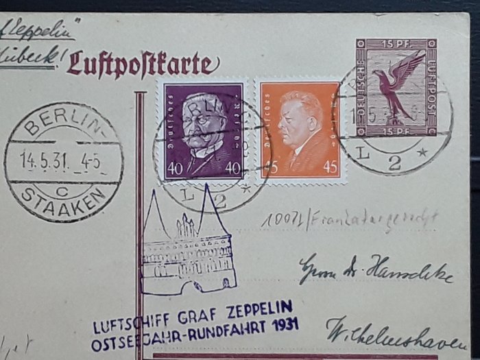 Tyske Kejserrige  - Zeppelin Document- Ostseejahr- Rundfahrt 1931