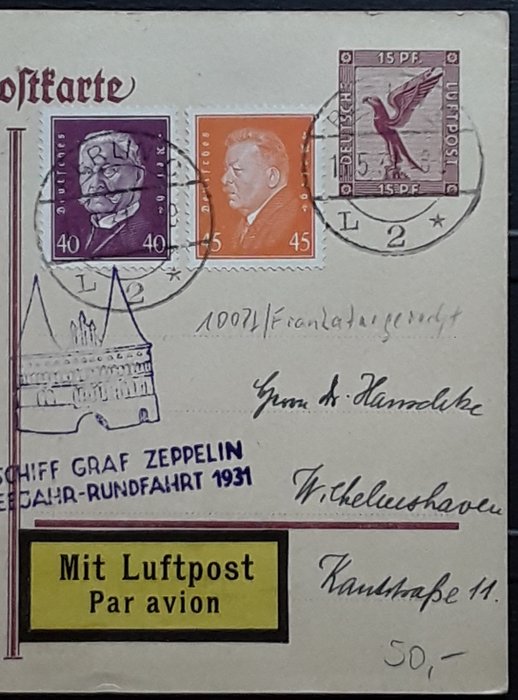 Tyske Kejserrige  - Zeppelin Document- Ostseejahr- Rundfahrt 1931