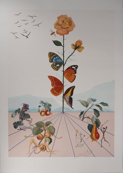 Salvador Dali (1904-1989) - Flordali II : La rose papillon