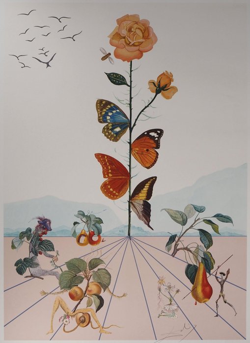 Salvador Dali (1904-1989) - Flordali II : La rose papillon