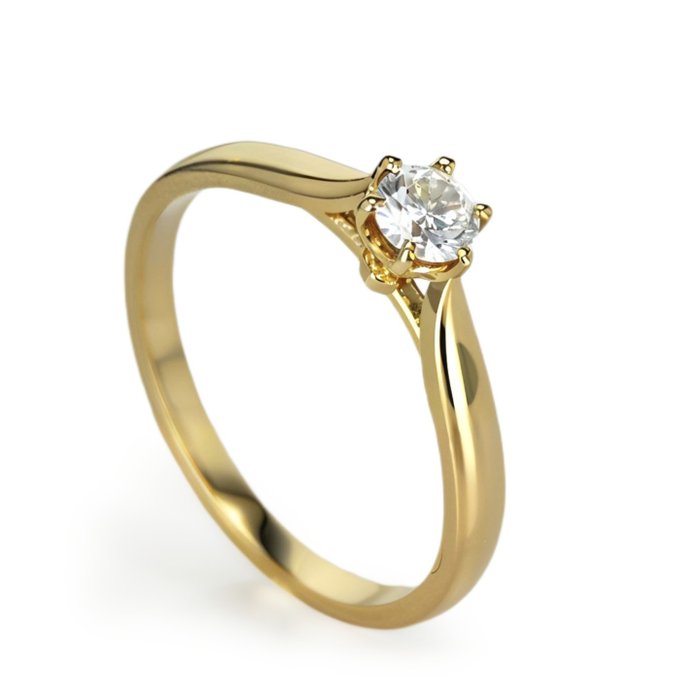 Forlovelsesring - 14 karat Gulguld -  0.26ct. tw. Diamant (Natur)