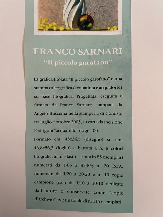 Franco Sarnari (1933-2022) - Il piccolo garofalo