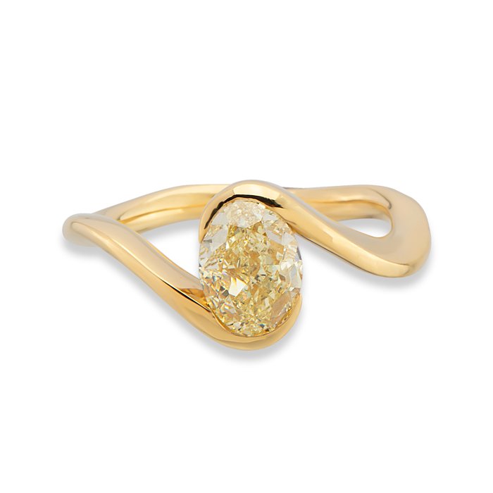 Ring - 18 kraat Gulguld -  1.50ct. tw. Gul Diamant (Naturfarvet) - med IGI-certifikat