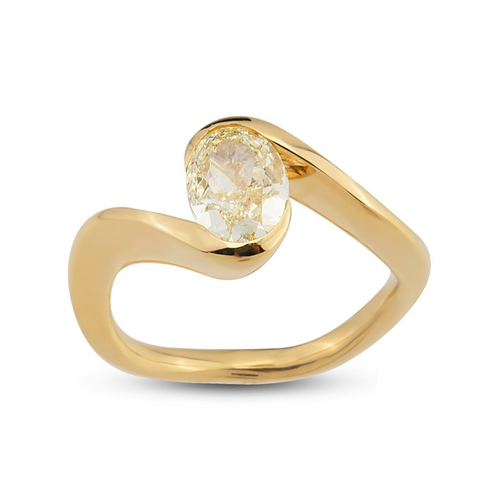 Ring - 18 kraat Gulguld -  1.50ct. tw. Gul Diamant (Naturfarvet) - med IGI-certifikat