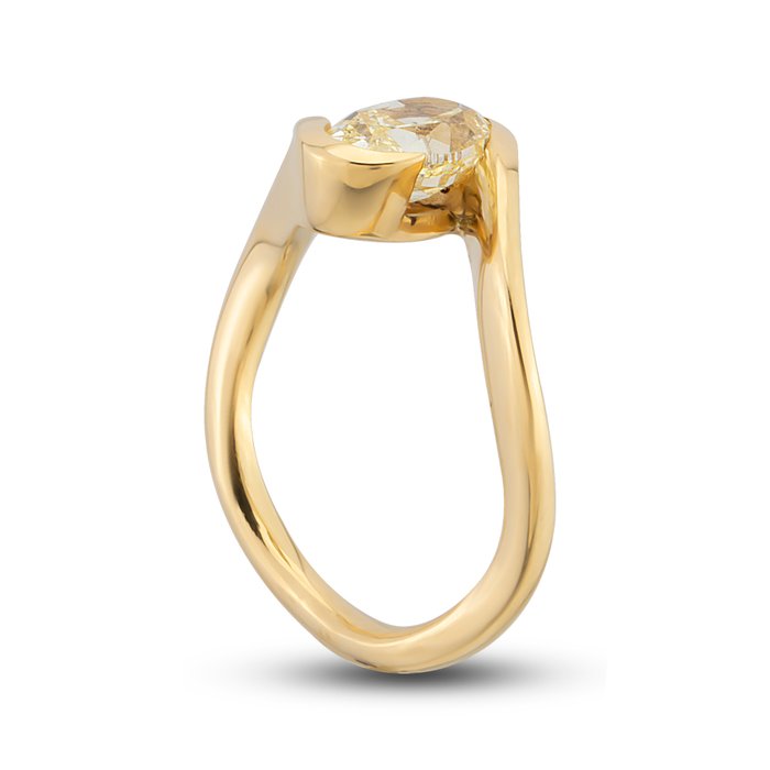 Ring - 18 kraat Gulguld -  1.50ct. tw. Gul Diamant (Naturfarvet) - med IGI-certifikat