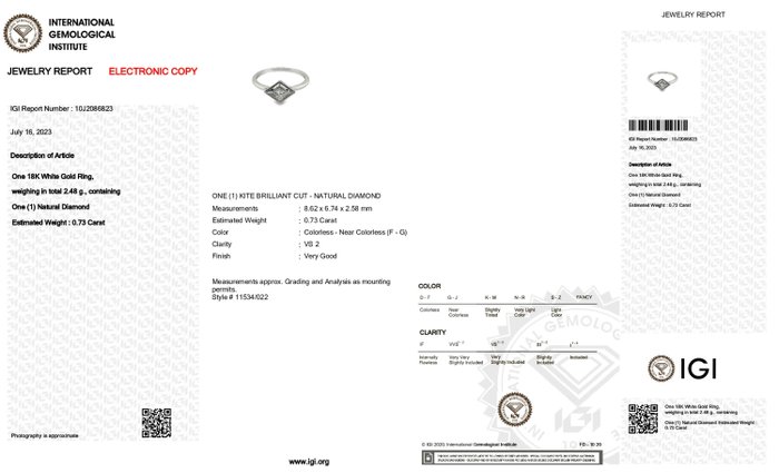 18 kraat Hvidguld - Ring - 0.73 ct Diamant