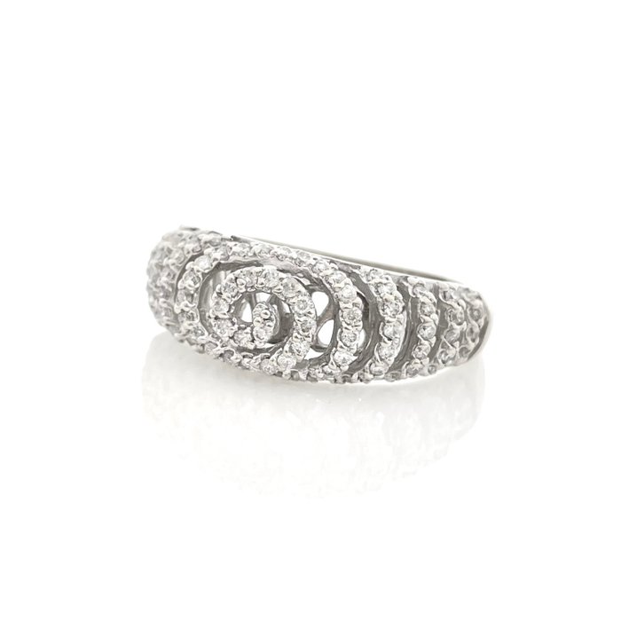 Ring - 18 kraat Hvidguld -  050ct tw Diamant (Natur)  - Spiral diamantring