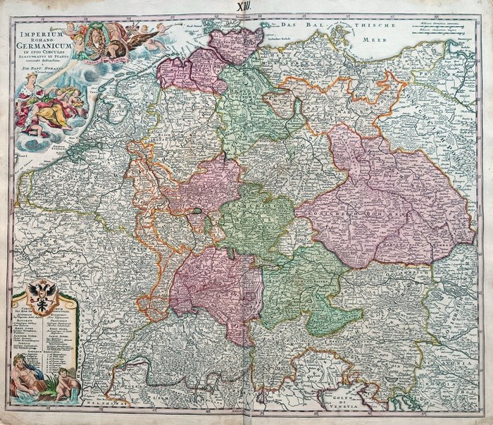 Europa - Tyskland Holland Belgien Schweiz Østrig Tjekkiet; J. B. Homann - Imperium Romano-Germanicum - 1701-1720