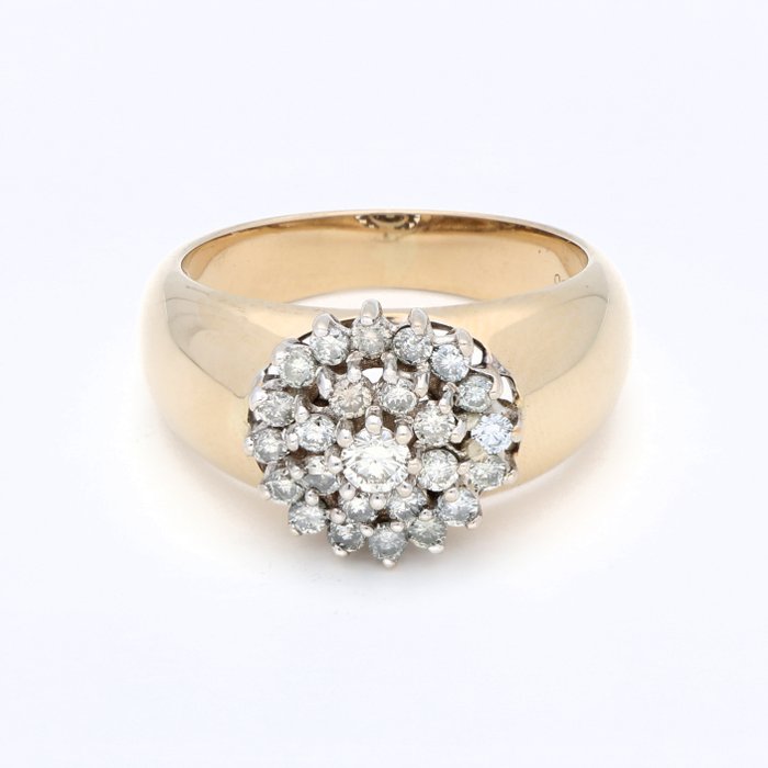 Ring - 14 karat Gulguld -  0.30ct. tw. Diamant (Natur)