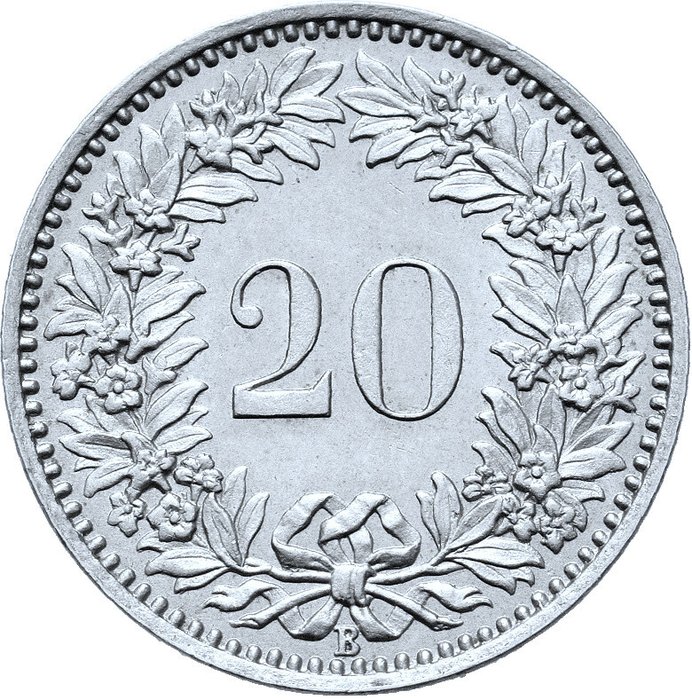 Schweiz. 20 Rappen 1881 B  (Ingen mindstepris)