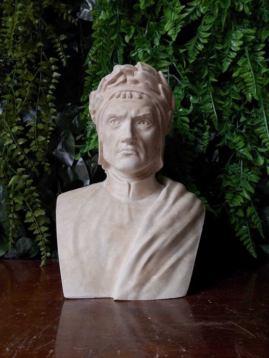 Skulptur, Busto di Dante Alighieri - 31 cm - marmorstøv